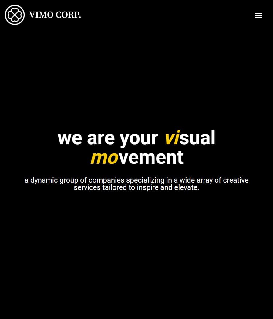 Vimo Advertising live website homepage